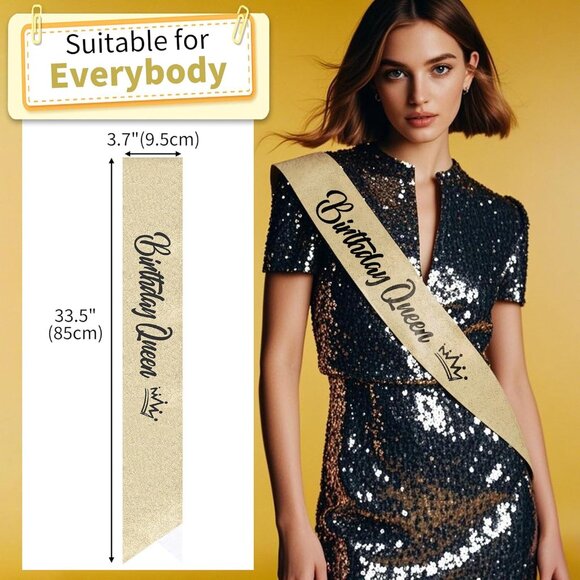 Birthday Queen Sash for Women Birthday Decorations for Girls Happy Birthday Part - Picture 4 of 7